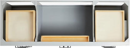 ARIEL Hepburn 60-inch Bathroom Vanity with Sink,Solid Wood, 1.5-inch Carbon Black Quartz Countertop, Single Rectangular Porcelain Sink, Soft Closing Doors, Dovetail Drawers, Grey