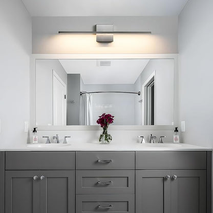 Bathroom Light Fixtures Over Mirror - 24inch Dimmable Brushed Nickel Vanity Lights for Bathroom 18W LED Vanity Light Bar 3500K Modern Wall Sconce Lighting for Mural