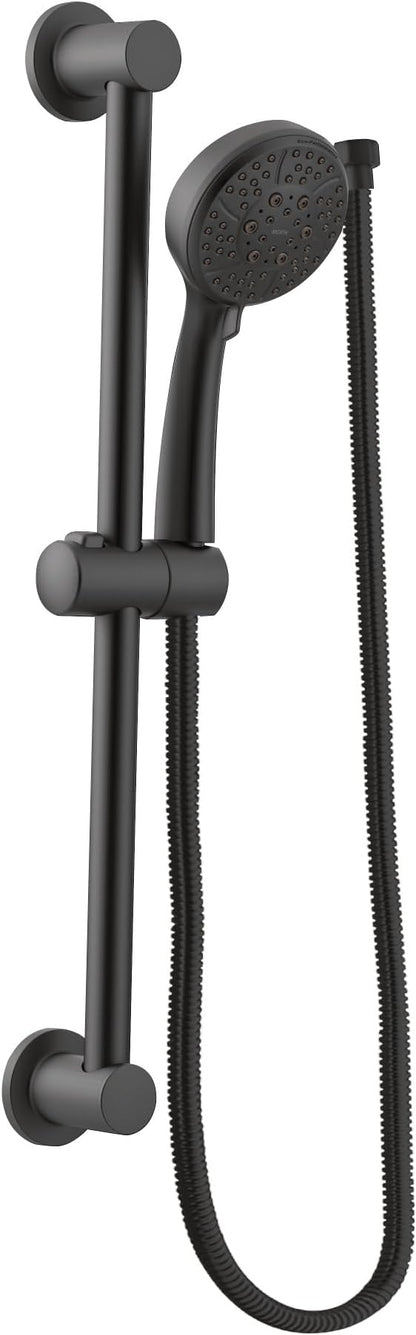 Moen Matte Black Eco-Performance 4-Spray Pattern Detachable Handheld Showerhead with 69-Inch-Long Hose and 30-Inch Slide Bar, 3669EPBL