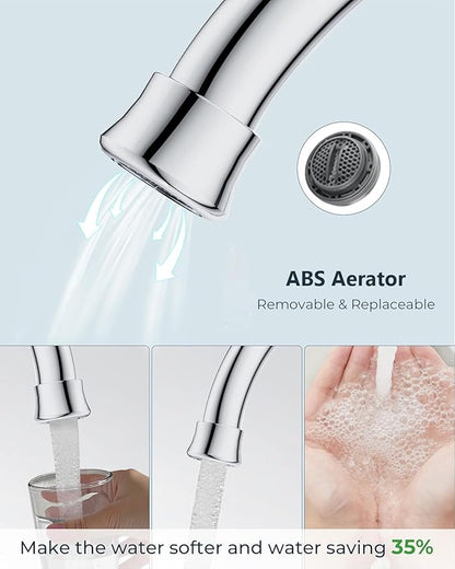 FORIOUS Bathroom Faucets Chrome, 4 Inch Centerset Bathroom Sink Faucet 2 or 3 Hole with Pop up Drain and cUPC Hose, Two Handles Control, 360° spout for Restroom,Vanity, Rv, 2 Pack