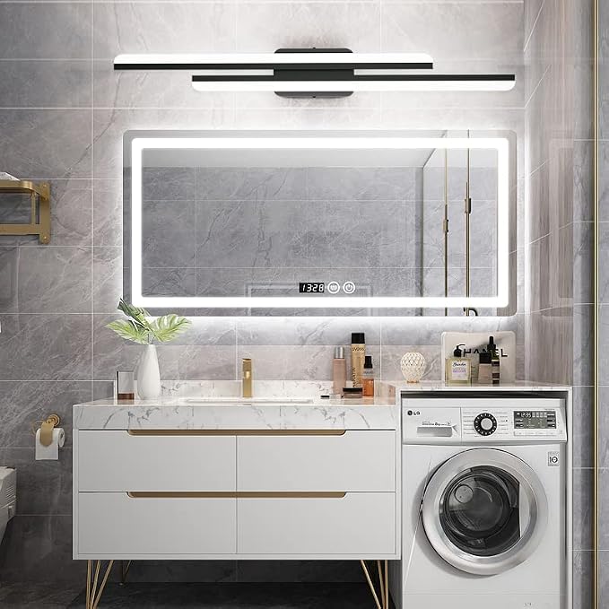 Ralbay 40" LED Black Vanity Light 40W Frosted Aluminum Modern LED Black Bathroom Vanity Light Fixtures Over Long Mirror LED Modern Bath Lighting 6000K White Light