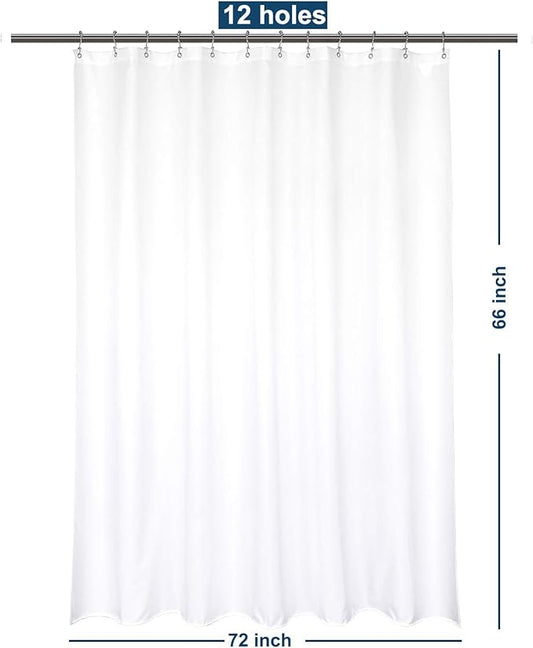 Barossa Design Waterproof Fabric Short Shower Curtain Liner Microfiber 72" W x 66" H - Hotel Quality, Machine Washable, White Shower Liner for Bath Tub, 72x66