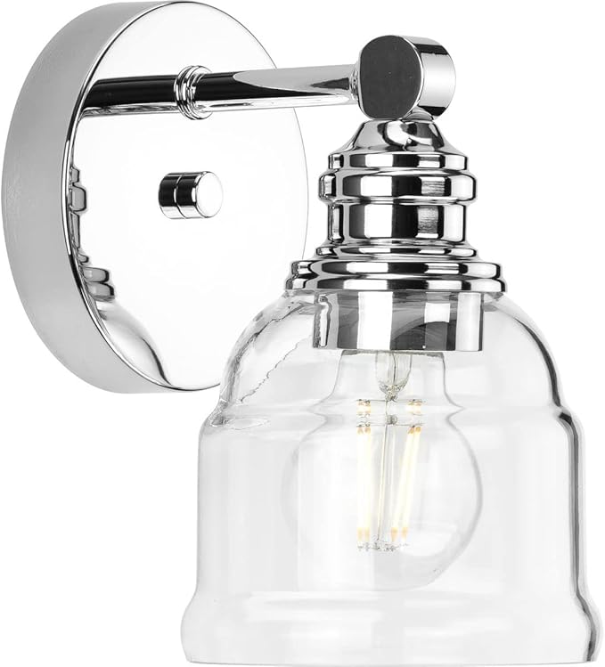 Progress Lighting Ambrose Collection 5 in. 1-Light Polished Chrome Clear Glass New Traditional Bath Vanity Light