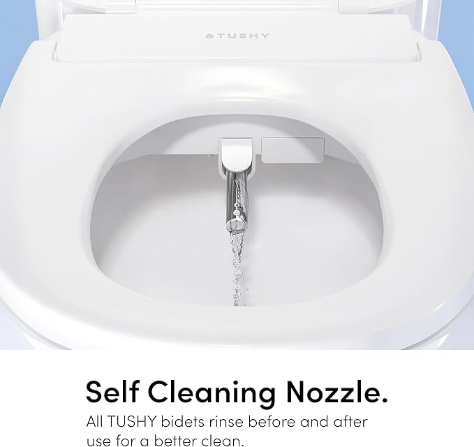 TUSHY Cloud Electronic Bidet Heated Toilet Seat | Instant Warm Water, Adjustable Air Dryer, Soft Close Lid and Seat & Night Light (Self Cleaning Nozzle and Water Filter), Elongated