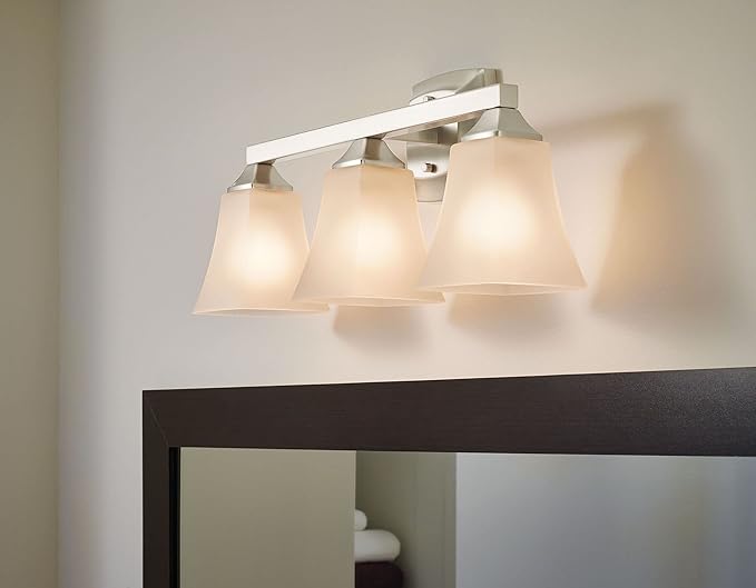 Moen YB5163ORB Voss 3-Light Dual-Mount Bath Bathroom Vanity Fixture with Frosted Glass, Oil-Rubbed Bronze
