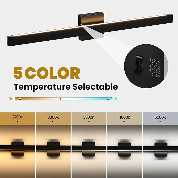 32 Inch Modern Bathroom Vanity Light - 26W Dimmable 5CCT LED Bathroom Light Fixture Over Mirror with Up & Down Lighting Black Bath Vanity Lights for Bathroom Restroom Bedroom