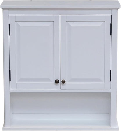 Dorset Bathroom Wall Cabinet - White Bathroom Cabinet Wall Mount Medicine Organizer with Adjustable Shelves, 2 Doors & Open Shelf - Space Saver Above Toilet Storage Cabinet by Alaterre Furniture
