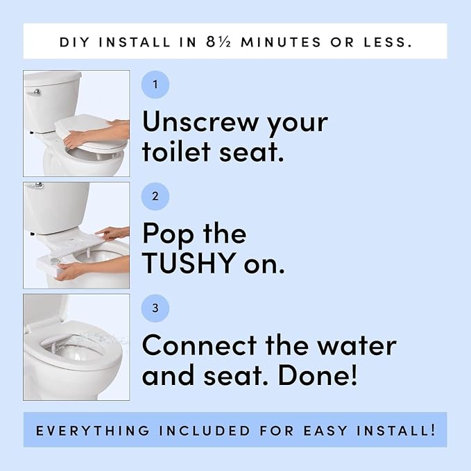 TUSHY Fresh Ultra-Slim Starter Bidet Attachment, Brushed Brass | Non-Electric, Cool Water Rear Wash, Adjustable Pressure, Self-Cleaning, Fits Elongated and Round Toilets, 10 Minute Install