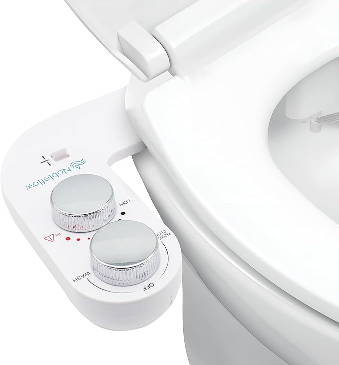 Warm Water Bidet Attachment for Toilet – Non-Electric Hot & Cold Bidet Add-On with Self-Cleaning Nozzle, Adjustable Angle, and Feminine Wash – Ultra-Slim Design
