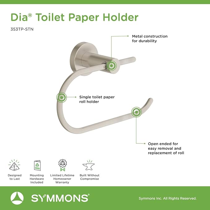 Symmons 35AC4BUNDLESTN Dia 4-Piece Wall-Mounted Bathroom Hardware Set in Satin Nickel