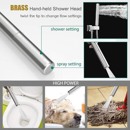 Hoimpro 12'' Shower Head Shower Faucet Set Handheld Sprayer Brushed Nickel | Stainless Steel Rain Shower Head, Rainfall Shower System Fixture Combo, Square, High Pressure Vlave Trim Kit, Wall Mounted
