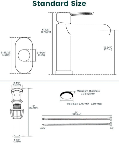 APPASO Brushed Nickel Bathroom Faucet 1 Hole, Single Handle Stainless Steel Sink Faucet with Pop-Up Drain and Deck Plate, Easy Installation Single Hole Waterfall Faucets for Bathroom Vanity Laundry
