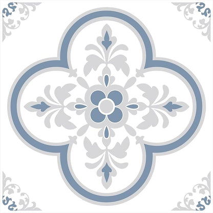 Peel & Stick Tile Stickers 12 PCS Self Adhesive Backsplash Decorative Wall Stickers for Kitchen Bathroom Tile Decals Waterproof & Removable 6" x 6" (Gray Flower)