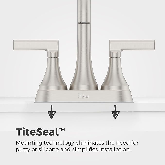 Pfister Vedra Bathroom Sink Faucet, 4-Inch Centerset, 2-Handle, 3-Hole, NSF Certified, Spot Defense Brushed Nickel Finish, LF048VEDGS