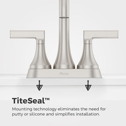 Pfister Vedra Bathroom Sink Faucet, 4-Inch Centerset, 2-Handle, 3-Hole, NSF Certified, Spot Defense Brushed Nickel Finish, LF048VEDGS