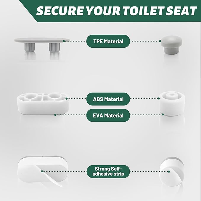 Toilet Seat Bumpers For Bidet And Lid Attachment Replacement,8 Pcs Universal Non-Slip Toilet Seat Spacers:For Bidet & Toilet Lid,Strong Adhesive,Prevent Damage