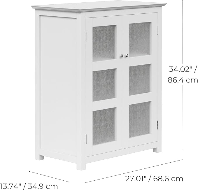 Teamson Home Conner Freestanding Two-Door Floor Storage Cabinet with 2 Adjustable Shelves, White