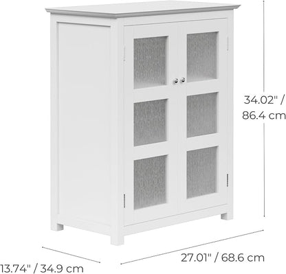 Teamson Home Conner Freestanding Two-Door Floor Storage Cabinet with 2 Adjustable Shelves, White