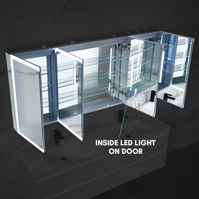Blossom LED Lighted Bathroom Medicine Cabinet Mirror, Defogger, 30x26 | Bathroom Storage Cabinet, Medicine Cabinets Organizer, Vanity Mirror with Storage, Recessed/Surface Mount, Adjustable Shelves