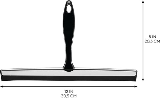 iDesign Bathroom Shower Squeegee with Wall Hook - Black/Chrome