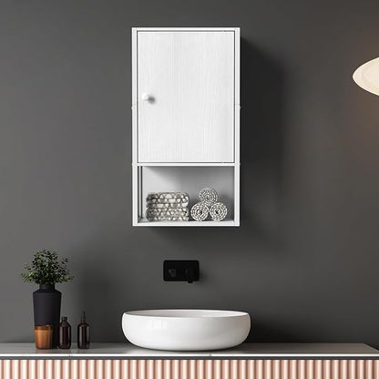 Small Medicine Cabinet, White Bathroom Cabinet Wall Mounted, 3-Tier Bathroom Wall Cabinet, Wood Wall Mounted Hanging Cabinet for Small Spaces, Living Room, Laundry, Kitchen