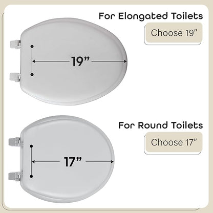 Soft Standard Vinyl Toilet Seat, Silver, 17 in