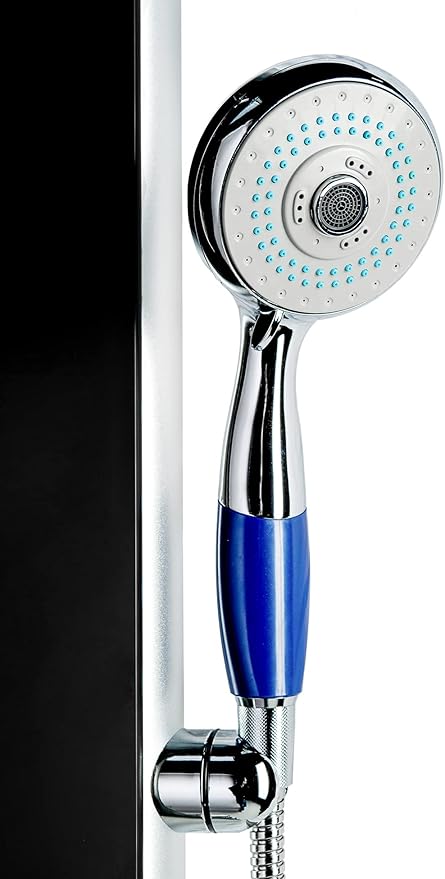 Blue Ocean 52” Aluminum SPA331B Tempered Glass Thermostatic Shower Panel Tower Column with Rainfall Shower Head, 8 Multi-Functional Nozzles, and Tub Spout (Premium Matte Black)