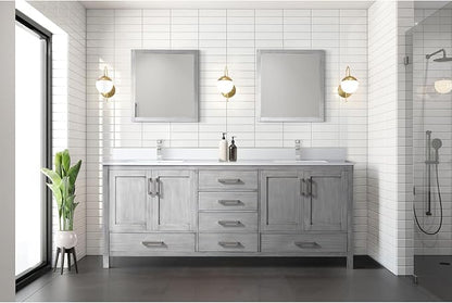 Jacques 80 in. W x 22 in. D Distressed Grey Double Bath Vanity and White Quartz Top