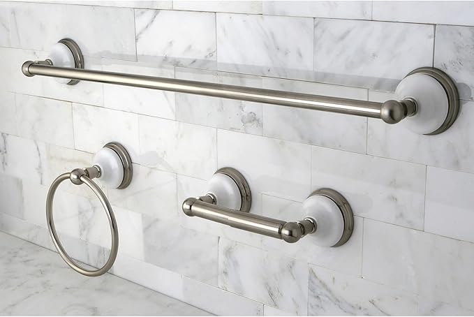 Kingston Brass BAK111148SN Victorian 3-Piece -Towel Bar Bathroom Hardware Set, Brushed Nickel