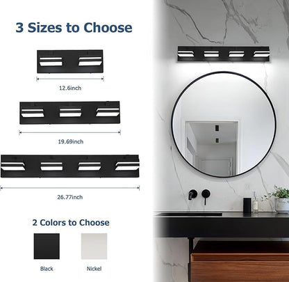 Joossnwell Bathroom Vanity Light (4-Light, 26.77-Inch) Black Bathroom Light Fixtures Over Mirror Led Modern Vanity Lighting Bath Lights (Cool White 5500K)