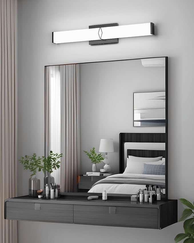 LED Bathroom Vanity Light,24inch Dimmable,25W 2700LM,5CCT,ETL,BK | Integrated LED Modern Bathroom Light Fixtures,Matte Black Vanity Lighting Fixture Over Mirror,Wall Lights,ETL Certified