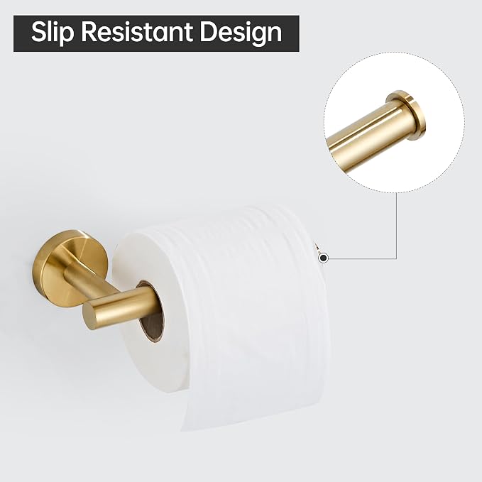Gold Toilet Paper Holder, Brushed Gold Towel Ring, Hand Towel Holder Toilet Paper Roll Holder Wall Mount Bathroom Accessories, Modern SUS 304 Stainless Steel Bathroom 2 Set
