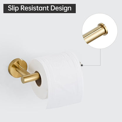 Gold Toilet Paper Holder, Brushed Gold Towel Ring, Hand Towel Holder Toilet Paper Roll Holder Wall Mount Bathroom Accessories, Modern SUS 304 Stainless Steel Bathroom 2 Set