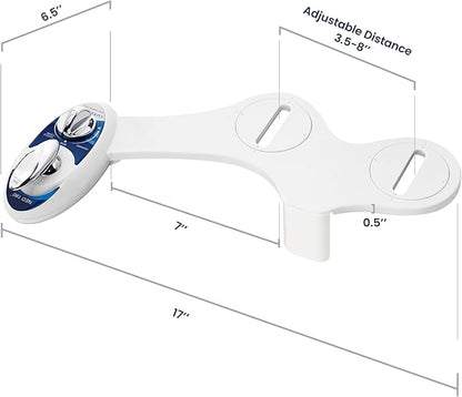 LUXE Bidet NEO 180 - Dual Nozzle, Self-Cleaning, Non-Electric Bidet Attachment for Toilet Seat, Adjustable Water Pressure, Rear & Feminine Wash, with Lever Control (Blue)