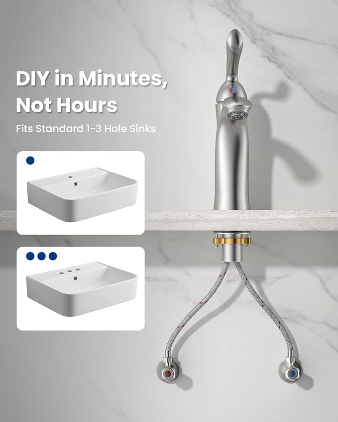 APPASO Bathroom Sink Faucet, Single Hole Sink Faucet Spot Resist with Optional Deck Plate for 1 to 3 Hole Installation, Single Handle Vintage Design with Pop Up Drain for Vanity,Brushed Nickel