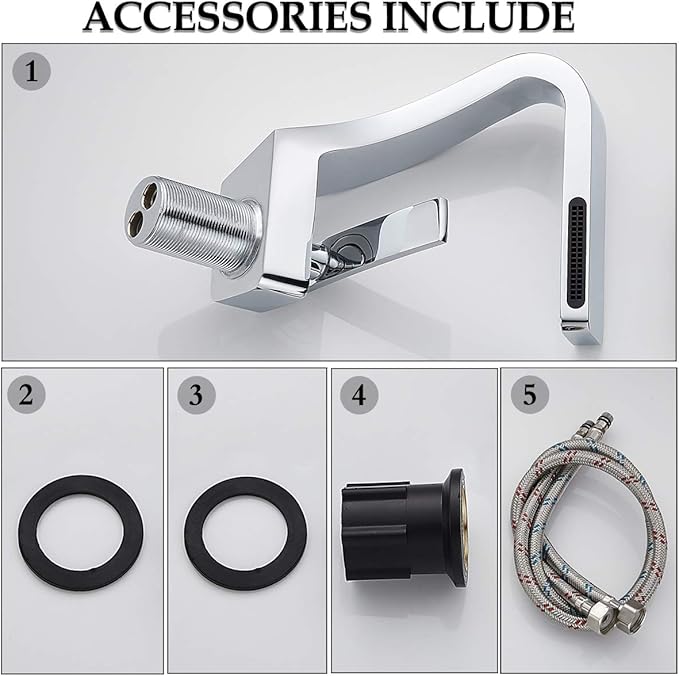 becola Chrome Bathroom Sink Faucet, Single Hole Faucet for Bathroom Sink, Solid Brass Single Handle Lavatory Vanity Sink Faucet with Two US Standard 3/8" Hoses
