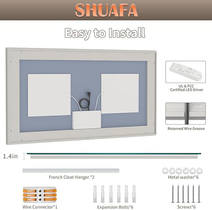 LED Mirror for Bathroom, 60x36 Inch Backlit + Front Lighted Bathroom Vanity Mirror with Lights for Wall, Double Light Strips, 3 Colors, Shatter-Proof, Anti-Fog and Brightness Memory
