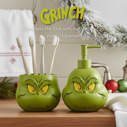 Dr. Seuss The Grinch Holiday Christmas Toothbrush Holder - Makeup Brushes/Pens Tumbler, (Officially Licensed Product) by Franco