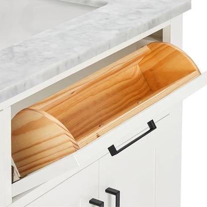 ARIEL Hepburn 66-inch Bathroom Vanity with Sink,Solid Wood, 0.75-inch Italian Carrara Marble Countertop, Double Rectangular Porcelain Sink, 4 Soft Closing Doors, 6 Dovetail Drawers, White