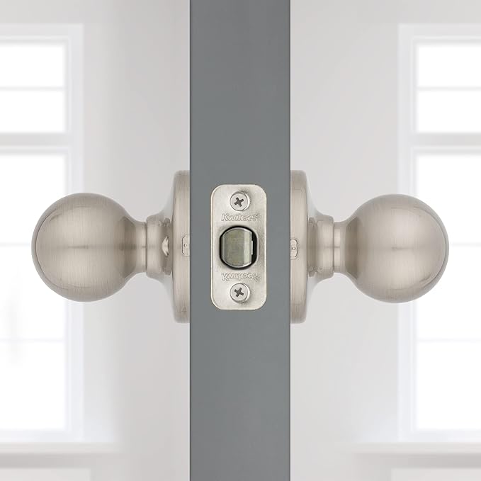 Kwikset Polo Interior Passage Door Knob, Handle For Closet and Hallway Doors, Non-Locking Doorknob in Satin Nickel, with Microban Protection