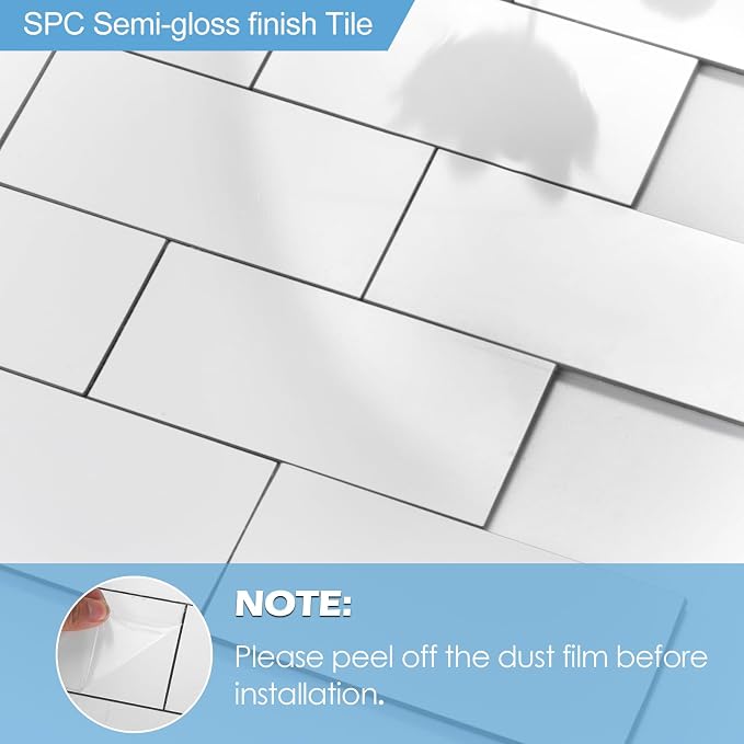 Yipscazo Peel and Stick backsplash 3 x 6 Inches 3D PVC Composite Wall Tile Stick on Backsplash Tile for Kitchen Bathroom, Laundry Room, Fireplace(Polished White, 2 Pieces)