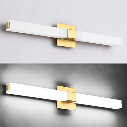 32in Gold Bathroom Light Fixtures Modern LED Vanity Lights Bar 22W Acrylic Bath Wall Lighting Bright White 6000K