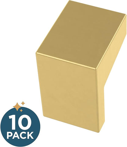 Franklin Brass (10-Pack) – Modern Gold Cabinet Knobs for Dressers, Drawers, Kitchen Cabinet Door, Vanity, Furniture, Closet Knobs, 1-1/16 Inch Square | Mirrored