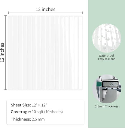 10-Sheet Upgraded Thick Peel and Stick Kitchen Backsplash Tiles | Waterproof Premium Self-Adhesive Wall Tile Stick on Backsplash for Kitchen,Bathroom and Fireplace(White,12"×12")