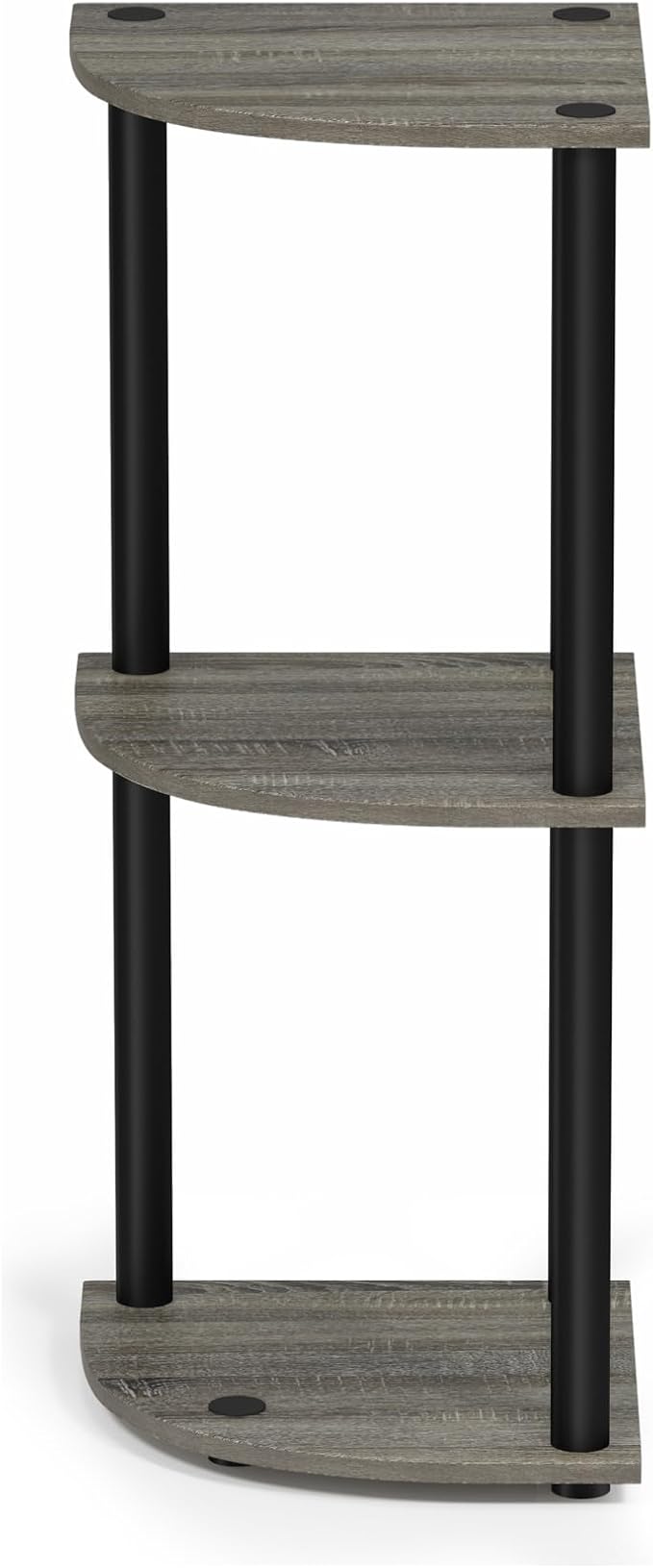 Furinno Turn-N-Tube Toolless Assembly 3-Tier Corner Shelf, Corner Book Shelf, Open Shelves Bookshelf, for Organization and Storage, Living Room, Home Office, Bedroom, Grey Oak