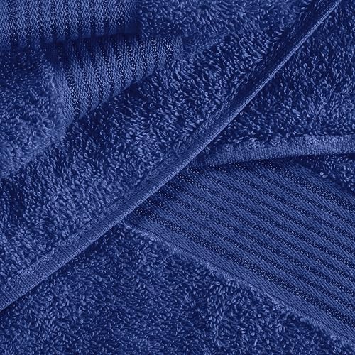 Belizzi Home Ultra Soft 6 Pack Cotton Towel Set, Contains 2 Bath Towels 28x55 inch, 2 Hand Towels 16x24 inch & 2 Wash Coths 12x12 inch, Ideal Everyday use, Compact & Lightweight - Navy Blue