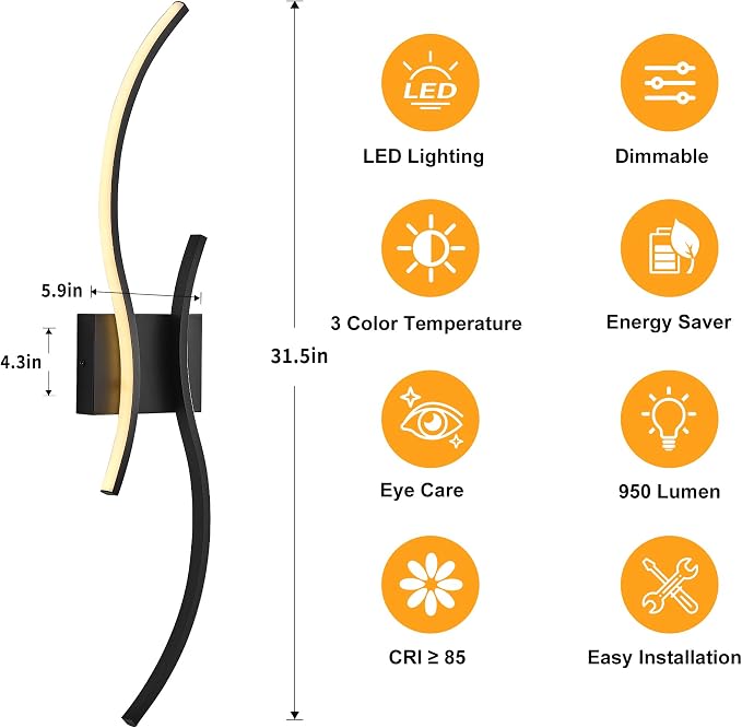 KARTOOSH Hardwired LED Vanity Lights for Bathroom | 1 Pack 31.5 Inch, 3CCT Dimmable, Waterproof, Rustproof, Bathroom Light Fixtures Over Mirror