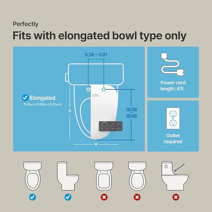 COWAY Bidetmega 200N *Elongated* Electronic Bidet Toilet Seat with Instantaneous Water Heating, Heated Seat and Dryer, Soft Close Lid, Stainless Nozzle, Night Light, Self Cleaning, Remote Control