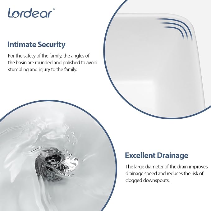 Lordear Vessel Sink Rectangular 16"x12" Rectangle Bathroom Sink | Pure White Porcelain Ceramic Vessel Sink, Rectangular Above Counter Sink Art Basin