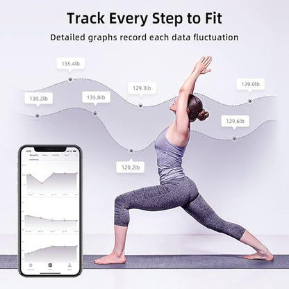 RunStar Scale for Body Weight and Fat Percentage 400lbs, 4 Electrodes Smart Bathroom Scale with APP, 11 iches